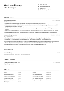 Interactive Designer Resume Example