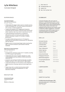 Curriculum Designer Resume Template #2
