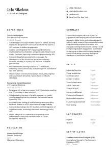 Curriculum Designer Resume Template #1
