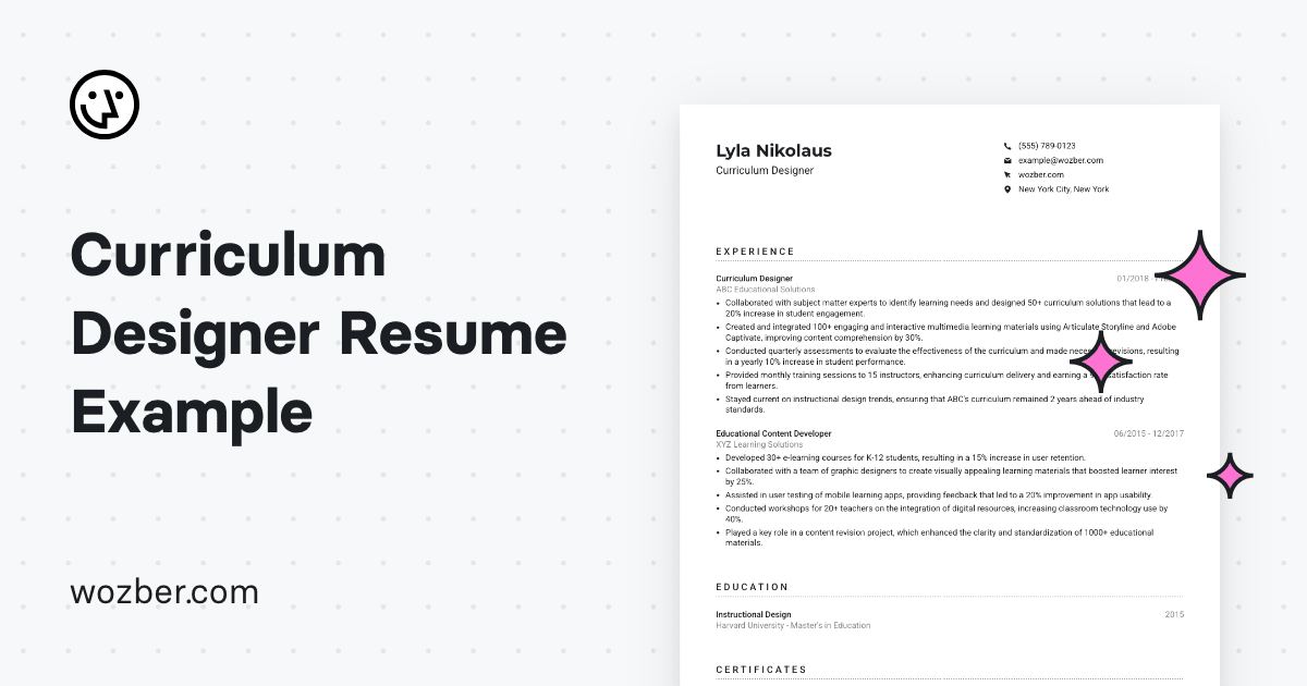 Curriculum Designer Resume Example