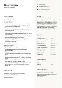 eLearning Designer Resume Template #13
