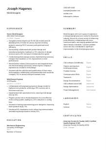 Mold Designer Resume Template #1