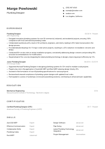 Plumbing Designer CV Example