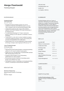 Plumbing Designer CV Template #2