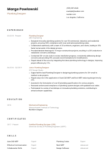 Plumbing Designer CV Template #1