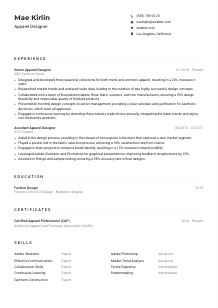 Apparel Designer Resume Example