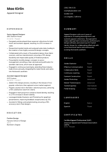 Apparel Designer Resume Template #3