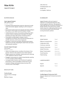 Apparel Designer Resume Template #1