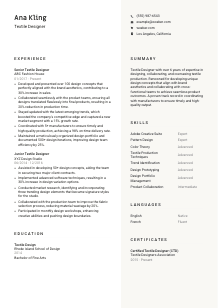 Textile Designer CV Template #2