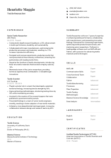 Textile Researcher Resume Template #1