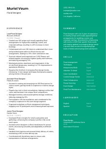 Floral Designer Resume Template #2