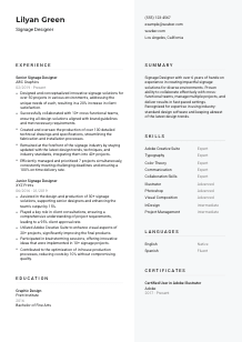 Signage Designer CV Template #2