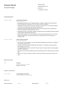 Character Designer CV Template #1