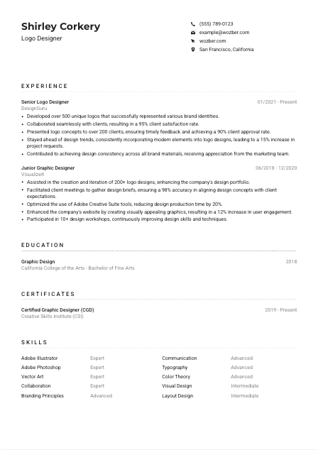 Logo Designer CV Example