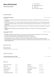 Multimedia Designer CV Example