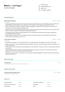 Narrative Designer Resume Template #3