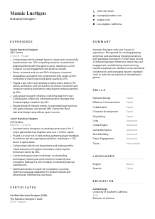 Narrative Designer CV Template #1