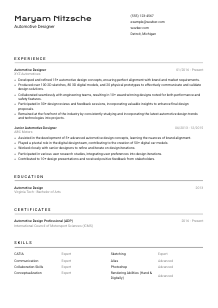 Automotive Designer CV Template #2