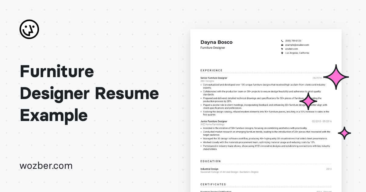 Furniture Designer Resume Example