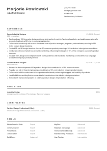 Industrial Designer CV Template #2