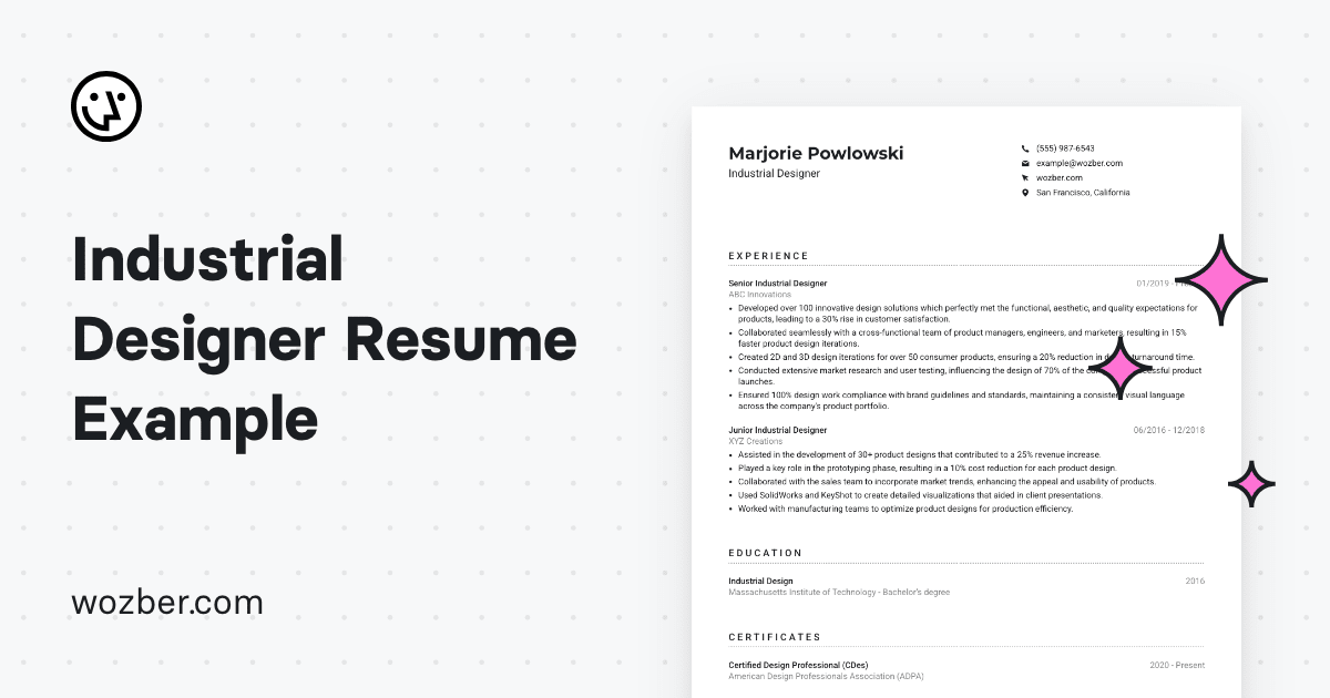 Industrial Designer Resume Example