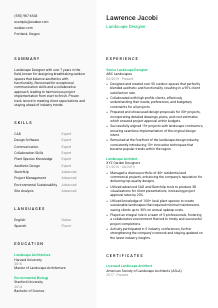 Landscape Designer Resume Template #2