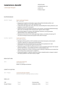 Landscape Designer Resume Template #1