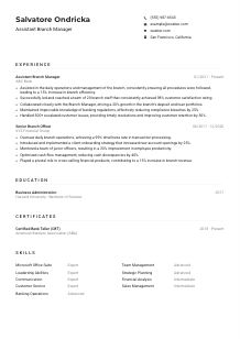 Assistant Branch Manager CV Example