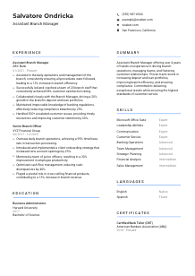 Assistant Branch Manager Resume Template #2