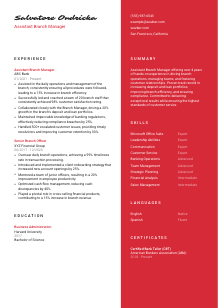 Assistant Branch Manager Resume Template #3