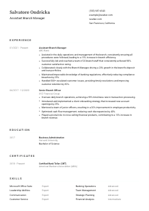 Assistant Branch Manager Resume Template #1