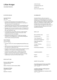 Assistant Director Resume Template #1
