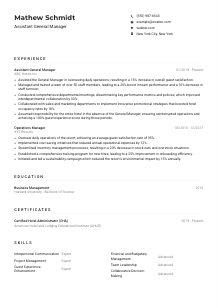 Assistant General Manager CV Example