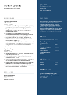 Assistant General Manager Resume Template #2