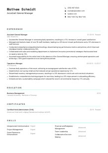 Assistant General Manager CV Template #3