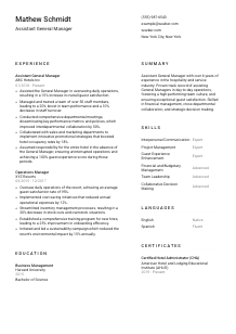 Assistant General Manager Resume Template #1