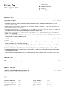 Chief Compliance Officer CV Example