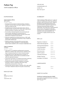 Chief Compliance Officer Resume Template #1