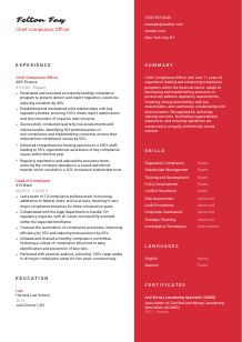 Chief Compliance Officer Resume Template #3