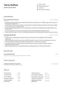 Chief Diversity Officer Resume Example