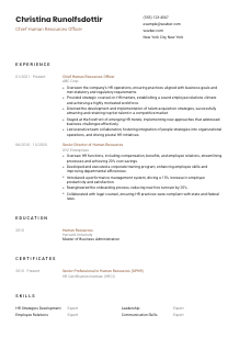 Chief Human Resources Officer CV Template #1