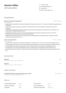 Chief Learning Officer Resume Example