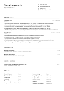 Department Head Resume Example