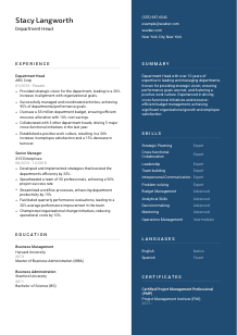 Department Head CV Template #15