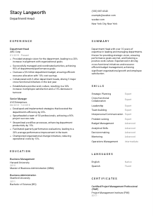 Department Head CV Template #2