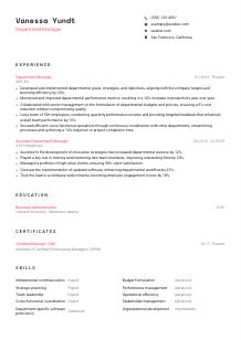 Department Manager CV Template #4