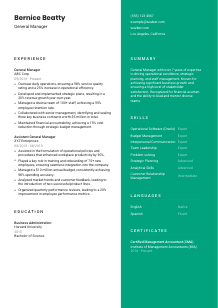 General Manager Resume Template #16