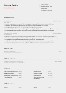 General Manager Resume Template #23