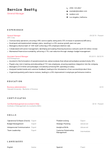 General Manager CV Template #4
