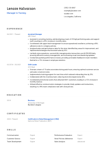 Manager In Training Resume Template #1